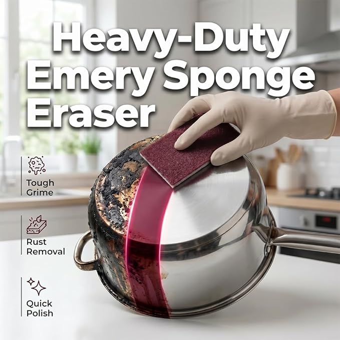 Carborundum Sponge Pads, Heavy Duty Scouring Sponges for Stainless Steel Pans, Reusable Cleaning Scrub Pads, Removes Grease Stains, Kitchen Dish Cleaning Tools (40)