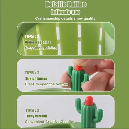 Cactus Kitchen Sink Drain Strainer, Cactus Sink Strainer, Automatic Pressing Sink Filter, Self-Cleaning Sink Strainer,Press Automatic Dumping Basket, Kitchen Sink Waste Collector Filter(Cactus-Green)