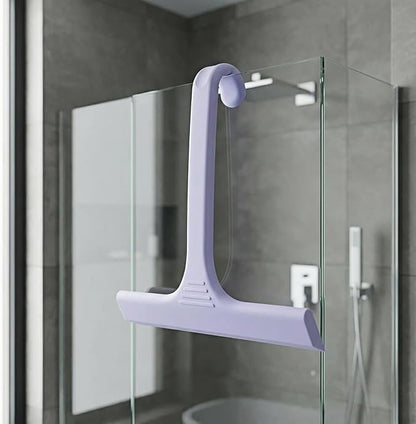 Silicone Shower Squeegee - All-in-One Design with Built-in Hook, 10 Inch Streak-Free Bathroom and car Cleaner for Glass Doors, Mirrors, Windows, Tiles Purple