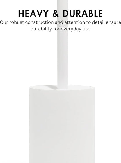 Yew Design Matte White Toilet Bowl Brush for Bathroom with Holder - Bathroom Cleaner Scrubber with Sleek Design, Sturdy, and Durable Bristles