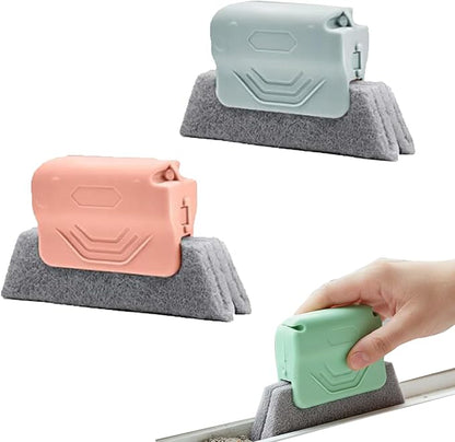 Magic Window Track Cleaner, 2026 New Handheld Cleaning Brush Set, Creative Cleaner Brushes Tools for Window lides Gaps, Sliding Door Track, Tile Lines Shutter Car Vents (2PCS, Pink+Grey)
