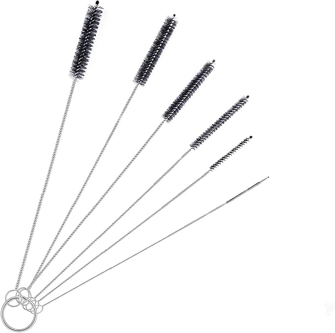 Brush Family Straw Cleaner Brush Set,6 Piece Long Drinking Straws Cleaning Brush Pipe Tube Tiny Brushes 10-inch,Black