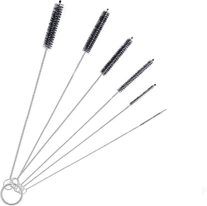 Brush Family Straw Cleaner Brush Set,6 Piece Long Drinking Straws Cleaning Brush Pipe Tube Tiny Brushes 10-inch,Black