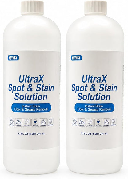 UltraX Spot & Stain Solution for Carpet & Upholstery, Deep Cleaning Formula for Tough Stains & Odors, Low Residue, best with DEARBBEE Portable Carpet & Upholstery Spot Cleaner Machine, 2-Pack