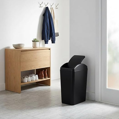 4.2 Gallon Plastic Trash Can with Swing Lid, Swing Top Garbage Can, Black