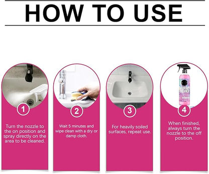 Quatrel Gefanly Bathroom Cleaner, Powerful Pink Bathroom Descaler Cleaner Foam Spray, All Purpose Hard Water Stain Remover, Gentle Formula, for Tub Floor Tile, Shower, Toilet, Bathtub, Glass