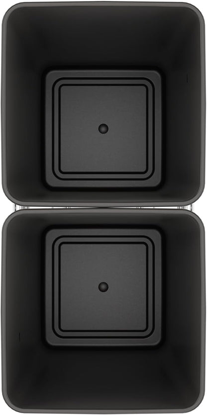 Rev-A-Shelf Double 27 Qt Pullout Trash Can for Base Kitchen Cabinets, Garbage Waste Bin System with Full Extension Slides, Min Opening Width of 11.5", Orion Gray, RV-15KD-13C-S