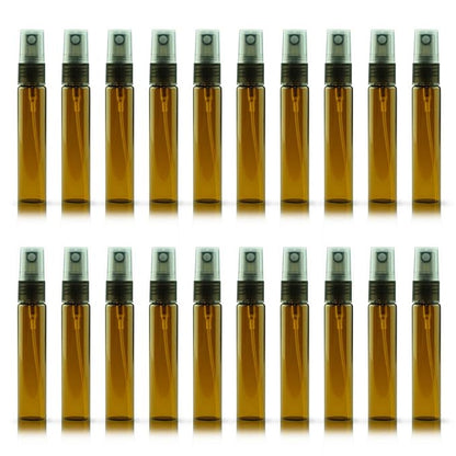 20 Pack Set 10ML Protable Refill Bulk Atomizer Spray Travel Perfume Bottle Hydrating Empty Bottle (Brown)