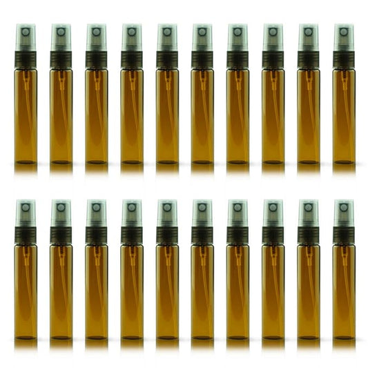 20 Pack Set 10ML Protable Refill Bulk Atomizer Spray Travel Perfume Bottle Hydrating Empty Bottle (Brown)