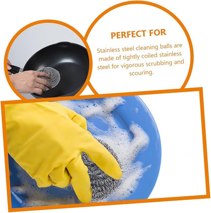 PRETYZOOM 15Pcs Stainless Steel Scrubber for Pot and Dish Cleaning Steel Wool Balls for Heavy Duty Scrubbing for Grease Removal Kitchenware