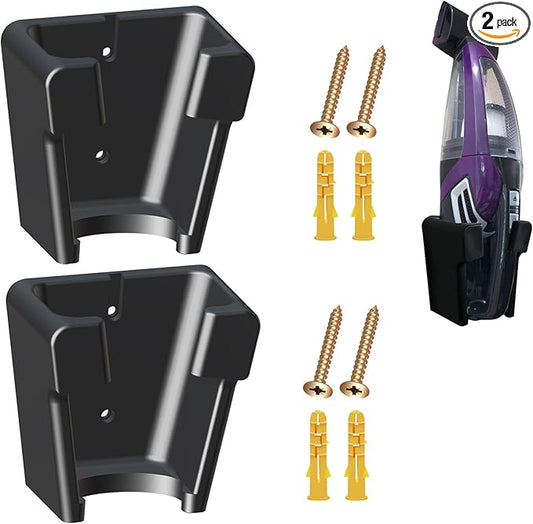 2 Pcs Wall Mount Vacuum Holder/Docking Station with Screws, Fit for Bissell Pet Hair Eraser Handheld Vacuum Models 2390, 2390A, 2284W, 23903 & Auto-Mate Charging Dock, Save Space & Reduce Clutter