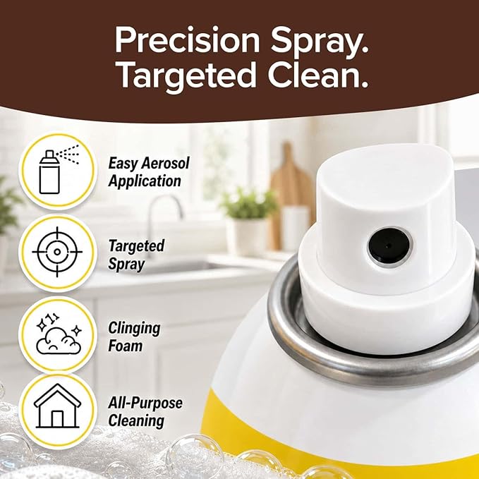 Bull Shot All-Purpose, Multi-Surface Grime Emulsifier, AS SEEN ON TV, Professional Strength Clinging Foam Cleaner; Grease, Oil, Scuff Marks, Dirt, Non-Abrasive, Kitchen, Bath, Living Areas & Outdoors