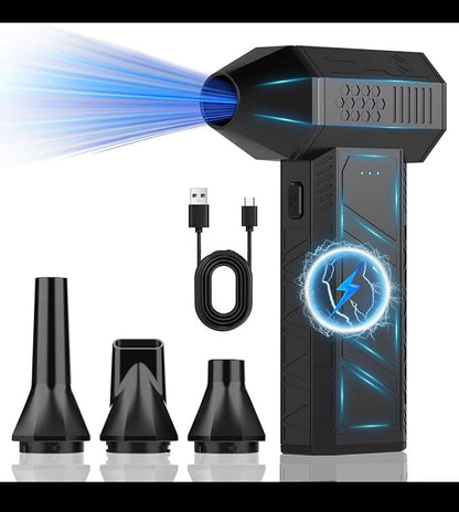 X3Mini Electric Air Duster Turbo Fan (Version 1.1), 110,000RPM, Rechargeable USB-C, 100Mph Wind Speed at the Nozzle, Compact and Portable, Multi-Nozzle Attachments, Black