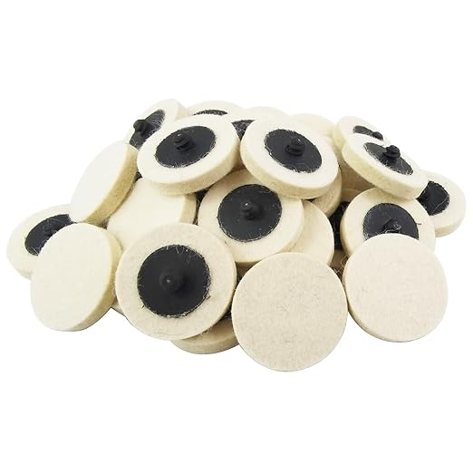 30 Pcs 2" Wool Felt Discs, 2 Inch Compressed Wool Fabric Quick Change Disc Roll Lock Surface Conditioning Buffing Pads for Polishing and Buffing Projects