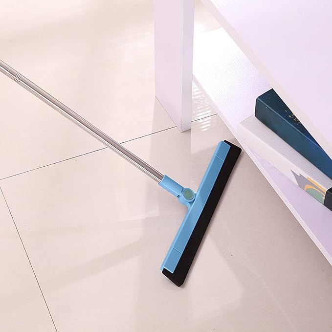 33.5in Rubber Squeegee with Long Handle for Bathroom Tile, Household Floor Squeegee Broom for Shower Bathroom Kitchen Home Tile Pet Hair Fur Floor Marble Glass Window