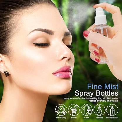 4oz Empty Spray Bottles, Small Plastic Travel Bottles Set for Liquids, Refillable Hand Spritzer Clear Alcohol Pump Bottles for Liquids with Small Funnel (3 Pieces)