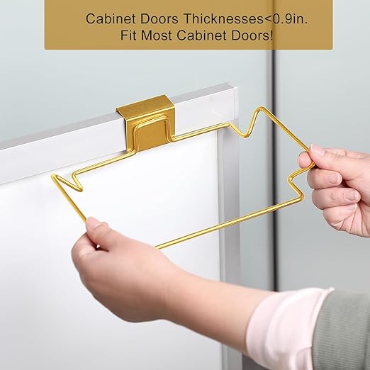 Large Stainless Steel Trash Bag Holder for Kitchen Cabinets Doors and Cupboards, Gold