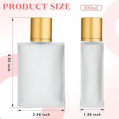 Tessco for you 12 Pcs 50/100ml Frosted Glass Bottle Perfume Atomizer Refillable Spray Empty Perfume Dispenser Fine Mist Atomizer Cosmetic Container for Travel Men Women (3.4 Ounces,Gold)