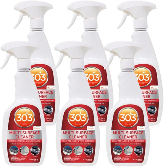 303 Products Marine Multi-Surface Cleaner, Boat Cleaner Spray for Vinyl, Canvas & Upholstery – Removes Dirt & Grime, Sunbrella Recommended, 32 oz (6-Pack)