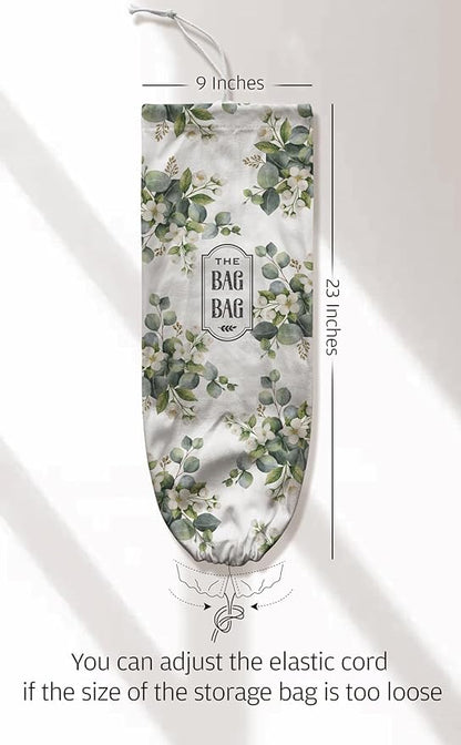 Plastic Bag Holder - Eucalyptus Floral Grocery Bag Organizer - Summer Kitchen Decor & Gifts