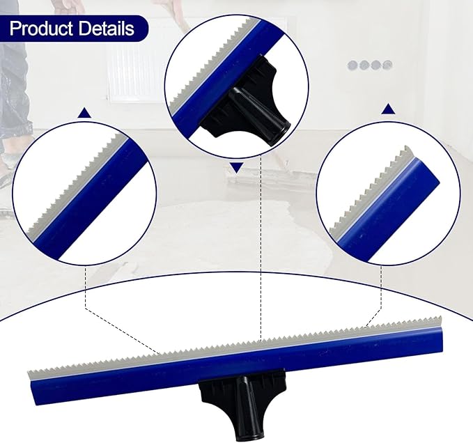 Generic Squeegee for Epoxy Floor Notched Serrated Flat Soft Rubber Rake Cement Painting Coating Tool Easy to Use Smooth and Efficient, 40cm