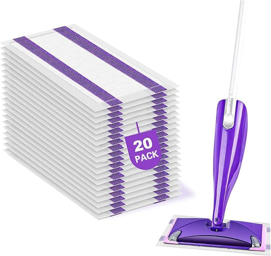 20 Count Disposable Mop Pads Refills for Swiffer Wet Jet Spray Mops, Wet Jet Mopping Pads for All Purpose Multi Surface Hardwood Floor Cleaning, 4 Layers Thickened and Super Absorbent