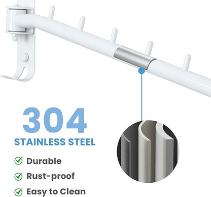 Mooche Swing Clothes Hanger Rack, Garment Racks Folding Clothes Bar Wall Mounted, 180°Rotation Laundry Drying Rack 304 Stainless Steel Space Saving for Laundry Room Bedroom Balcony, 11.93" Long
