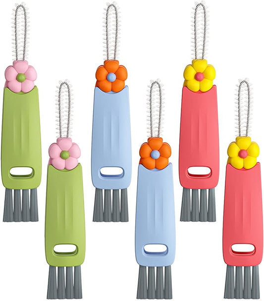 HRXFOZ 3 in 1 Multifunctional Cleaning Brush, Crevice Cleaner for Bottle Gap Tight Spaces, Portable Cup Lid Cleaner (6 PCS)