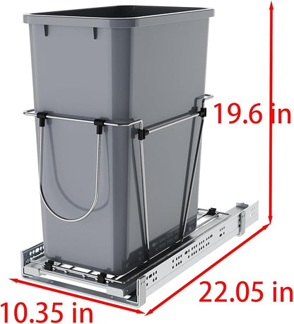 Pulloutor Pull Out Cabinet Organizer, 35 Qt Single Trash Can Pull Out Cabinet Trash Can, Soft Close Under Sink Cabinet Organizer, Insert Mount for Kitchen Cabinet Storage