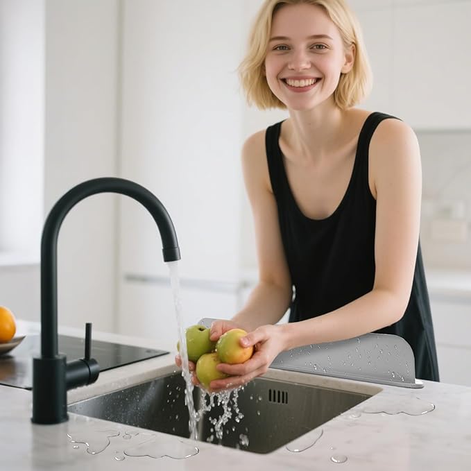 Sink Splash Guards are used on Sink Platforms to Prevent Water Splashes and Keep Countertops and Clothes Dry Grey