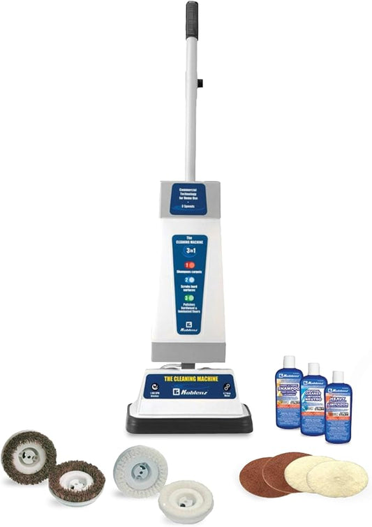 Koblenz P-820 BA Carpet Shampooer and Floor Polisher, Floor Scrubber Machine, 3-Speed, Scrubbing Brushes, Polishing Pads, Buffing Pads, Carpet Cleaner Machine, Includes Cleaners, Blue/Gray