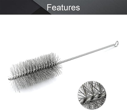 Utoolmart Steel Wire Tube Brush, Stainless Steel Spiral Power Bottle Cleaning Brush Long-Handle Bristle Pipe Cleaning Tool, 2.0-inch Diameter 12-inch Length, 2pcs