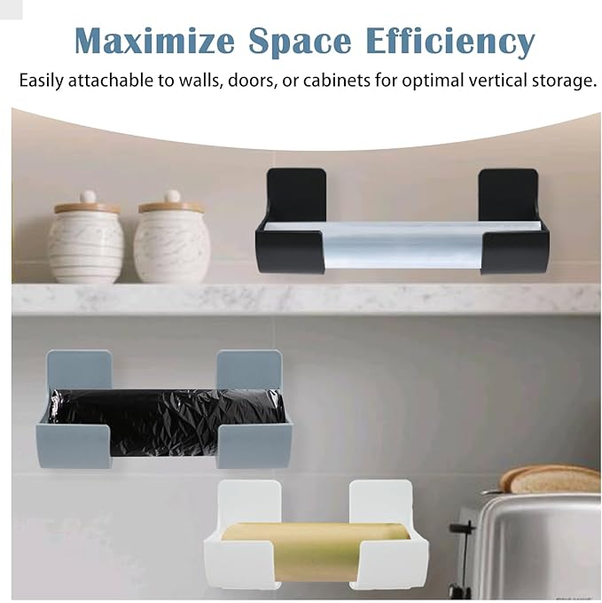 Zoyiancy 6Pcs Trash Bag Holder Dispenser, Adjustable Plastic Bag Roll Organizer, Wall Mount Garbage Bags Holder Dispenser for Home Kitchen Cabinet Storage Organization