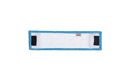 Rubbermaid Commercial Products 18 inch Adaptable Flat Mop Microfiber Pad, Blue, for Janitorial/Professional Cleaners and Light-Duty Cleaning/Mopping with Tab/Pocket Functions (Pack of 12)