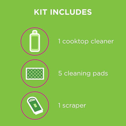 Affresh Cooktop Cleaning Kit, Safe for Glass & Ceramic Cooktops, Includes 5 oz cleaner, 5 pads, 1 scraper (Pack of 2)