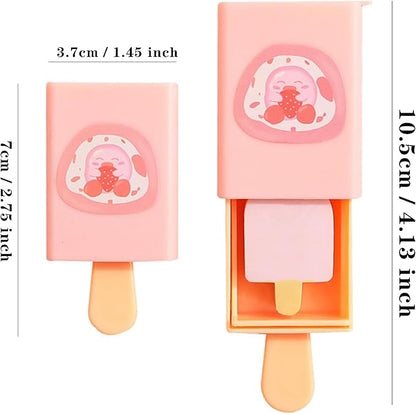 4pcs - Popsicle Shaped Fun Magic Box Eraser Cute Cartoon Ice Cream Chip Eraser-Fun erasers (4 Pieces)