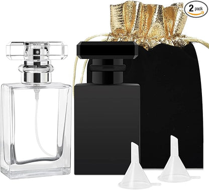 Perfume Bottle Atomizer 30ML Refillable Fine Mist Spray Bottles, Empty Glass Essential Oil Container for Travel, Handbag or Date, With Storage Bag & Funnels(Classic)