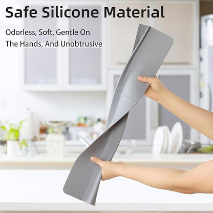 23" Ultra Silicone Sink Splash Guard Released in 2025/Dec,Self-Draining Water Splash Guard for Kitchen Sink,Bathroom and Island,with 3.5" High Splash Guard & 7 Strong Suction Cup (Grey)