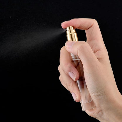 10ml Glass Spray Bottle, Thick Glass Atomizer, Perfume Decanter Kit, Small Travel Perfume Atomizer Bottle Refillable (8PCS, Gold)