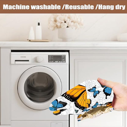 2Pcs Butterfly Plastic Bag Holder, Wall Mount Grocery Bag Holder for Plastic Bags, Colorful Butterflies Washable Grocery Bags Storage Dispenser for Home Kitchen Decor, Butterfly Gifts for Women Mom