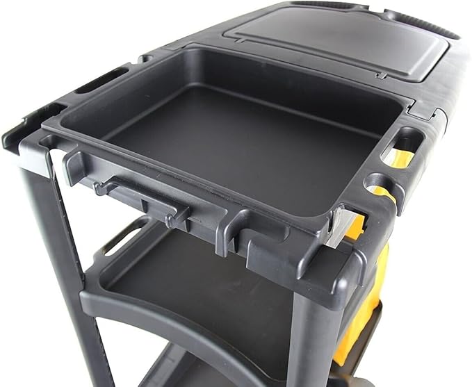 Durable Commercial Janitorial Cleaning Cart Caddy with Wheels Cover - 3 Shelves, Vinyl Bag L 52" x W 22" x H 40" Heavy Duty, Black for Housekeeping Office, Stores, Schools