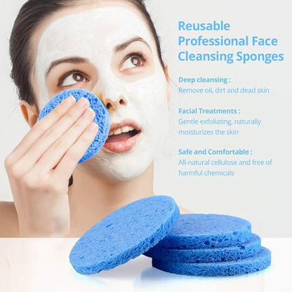 Natural Facial Cleansing Sponges- 20 Count Compressed Facial Sponges Cellulose Reusable Soft Cosmetic Esponjas para Faciales for Professional Makeup Removal, Facials Spa, Exfoliator, Skin Massage111
