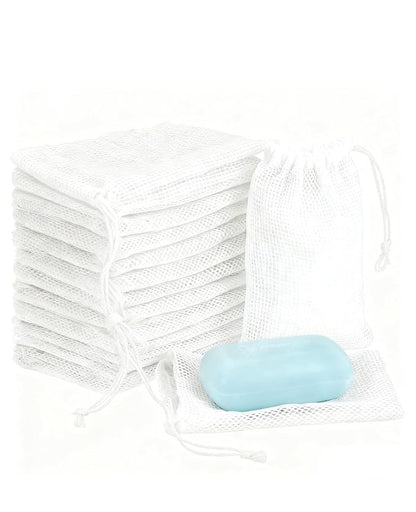 40pcs Mesh Soap Bags for Soap Bars, Exfoliating Bubble Mesh Net Bars with Drawstring for Shower Face Cleansing