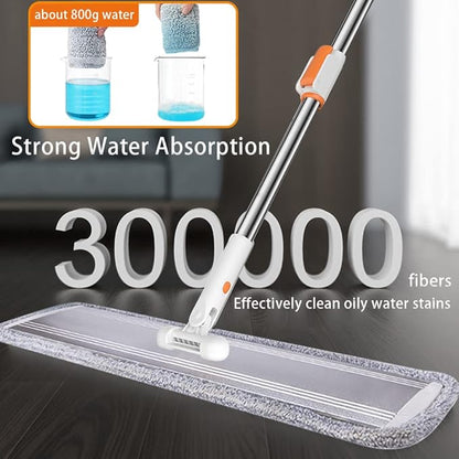 Microfiber Flat Mop 32 in Large Mops for Floor Cleaning Commercial Dust Dry Wet Mops on Hardwood Floors with 4 Washable Pads Aluminium Telescopic Long Handle Floor Cleaning Tools