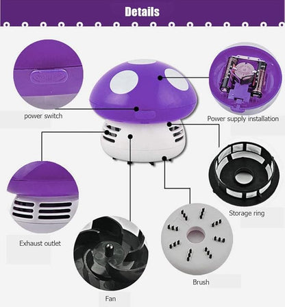 Aliotech Mini Cute Table Dust Vacuum Cleaner Mushroom Shaped Portable Corner Desk Vacuum Sweepers Mini Cute Vacuum Cleaner Dust Sweeper(Purple)