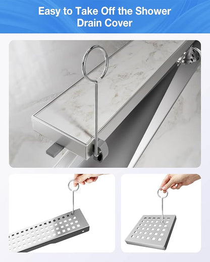 2 PCS Shower Drain Lifting Hook, 304 Stainless Steel Drain Key, for Taking Off Square/Linear Shower Drain Grate, Hair Catcher to Daily Clean，Linear Drain Opener/Removal Tool