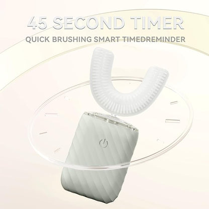 Ultrasonic Automatic Electric Toothbrush for Adults- U Shaped self Brushing Toothbrush, 360° Mouth Cleaning, 5 Modes for Whitening, IPX7 Waterproof Rechargeable (Light Gray)