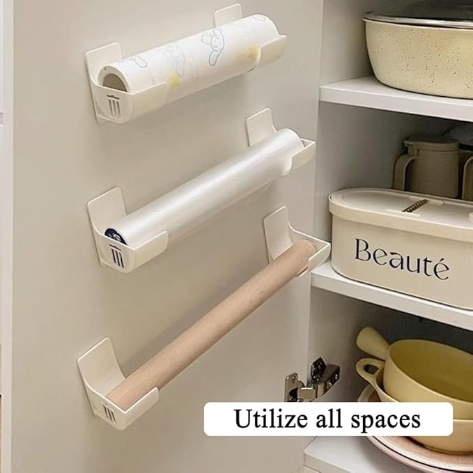 4 Pcs No Punching Trash Bag Dispenser Plastic Bag Holder,Wall Mounted Plastic Bag Organizer Grocery Bag Holder White Garbage Trash Bag Holder For Home Organization Kitchen Organizers And Storage