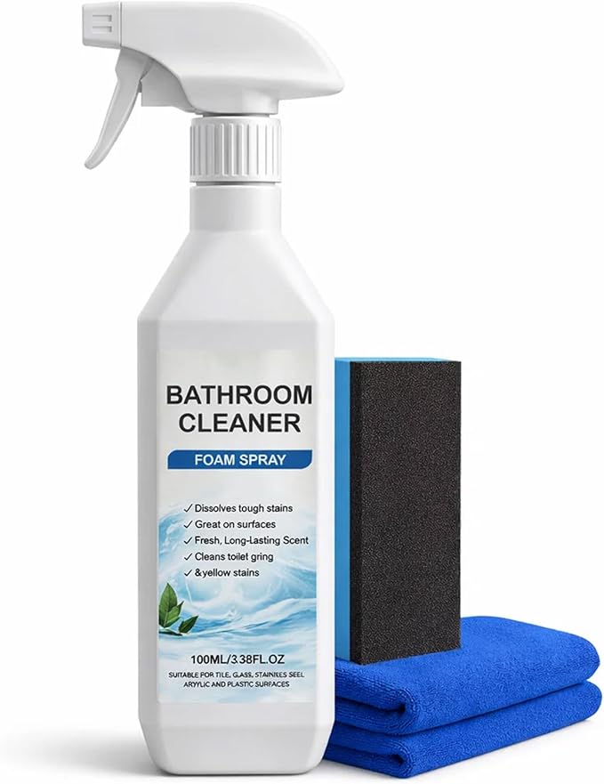 Scale Remover Bathroom Cleaner, Bathroom Descaler Foam Cleaner Spray, for Tiles, Glass, Stainless, Steel, Natural Stone (1Pc)