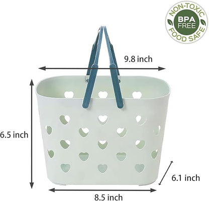 Anyoifax Portable Shower Caddy Tote Plastic Storage Basket with Handle Box Organizer Bin for Bathroom, Pantry, Kitchen, College Dorm, Garage - Green